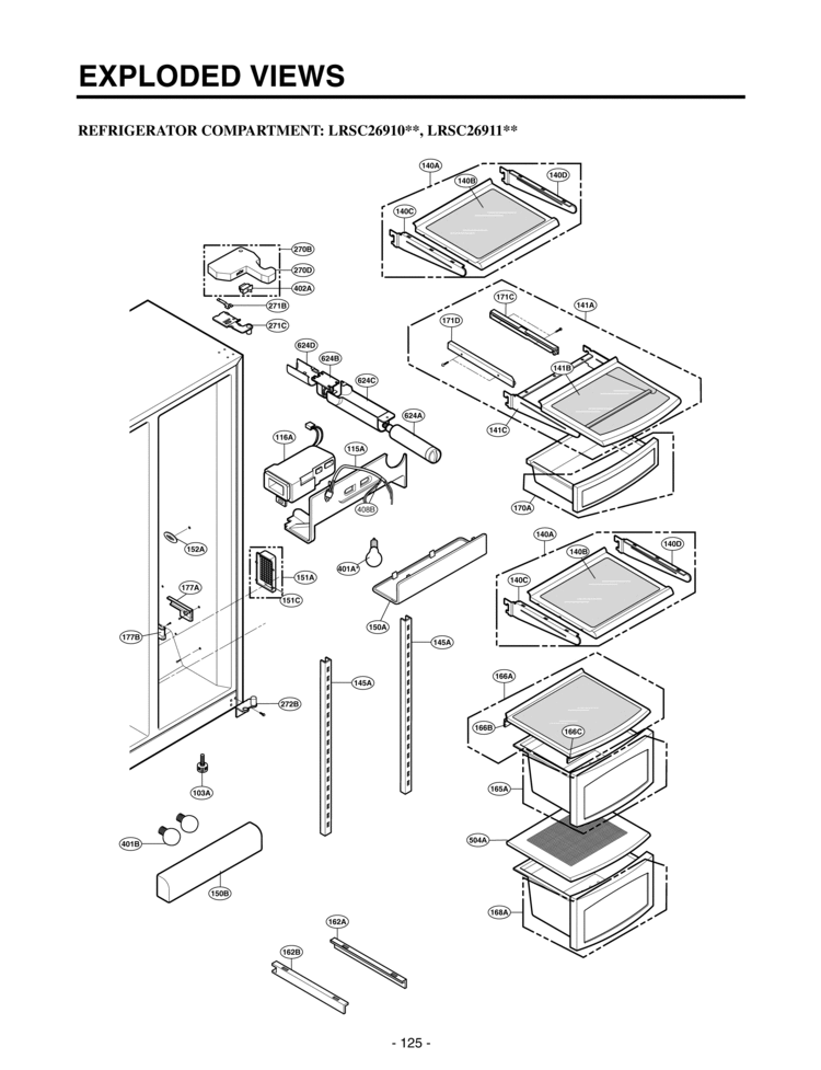 REFRIGERATOR COMPARTMENT   EXPLODED VIEWS Diagram and Parts List for LRSC26911TT  LG Refrigerator