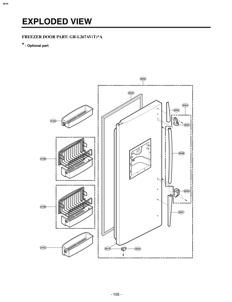 FREEZER DOOR PART   EXPLODED VIEW Diagram and Parts List for LRSC26944TT  LG Refrigerator