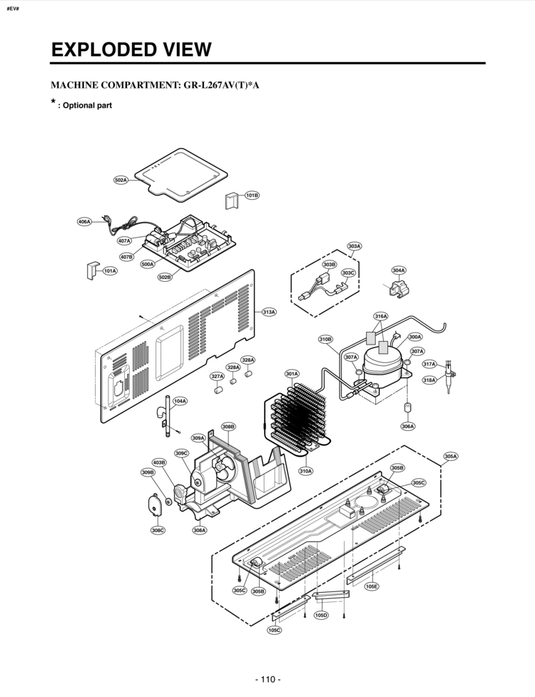 MACHINE COMPARTMENT   EXPLODED VIEW Diagram and Parts List for LRSC26944TT  LG Refrigerator