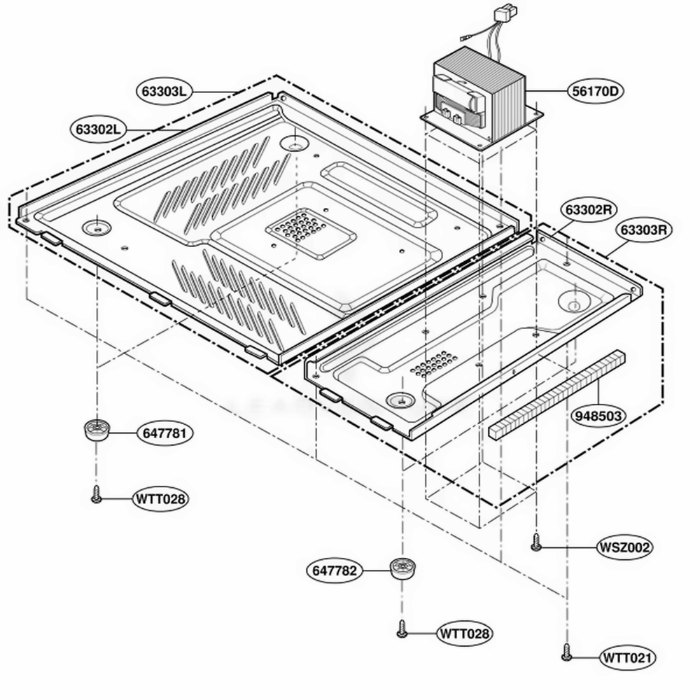Base Plate Parts Diagram and Parts List for YMT2110SJB0 BKEWPC LG Range