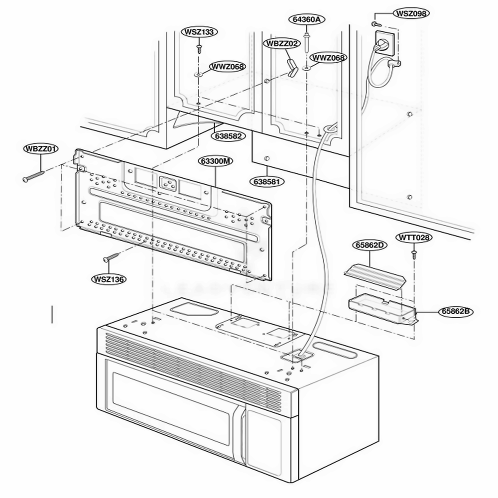 Installation Parts Diagram and Parts List for MH7135XEB1 B1EWRP LG Range
