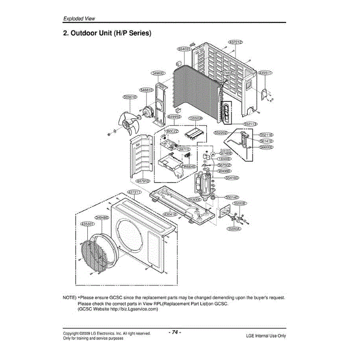 Section Diagram and Parts List for LAU121HNP ANCAEUS LG Air Conditioner