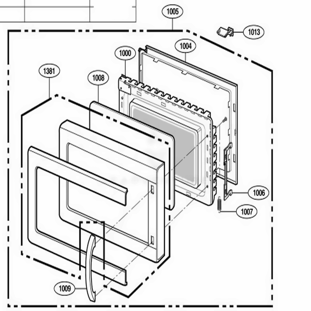 Door Parts Diagram and Parts List for 67903 ASBESEA LG Wall Oven