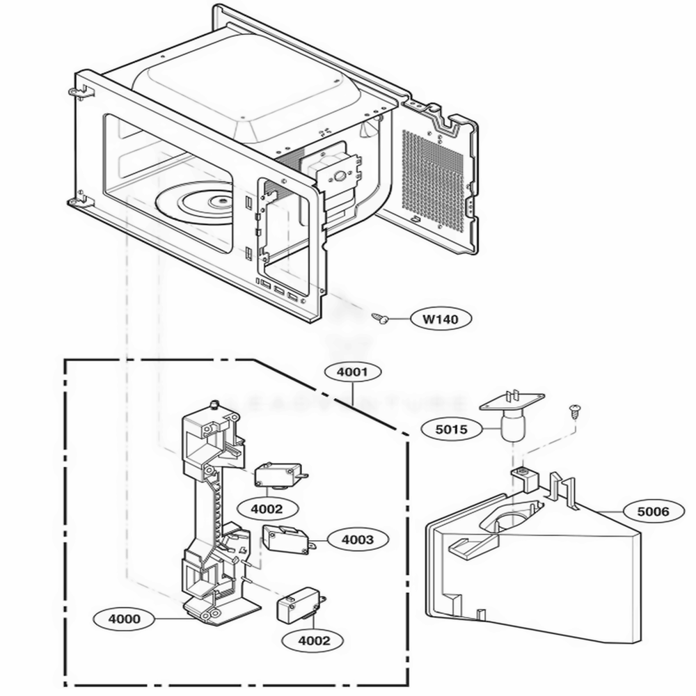 Latch Board Parts Diagram and Parts List for LCS2045WBK CSLELGA LG Range