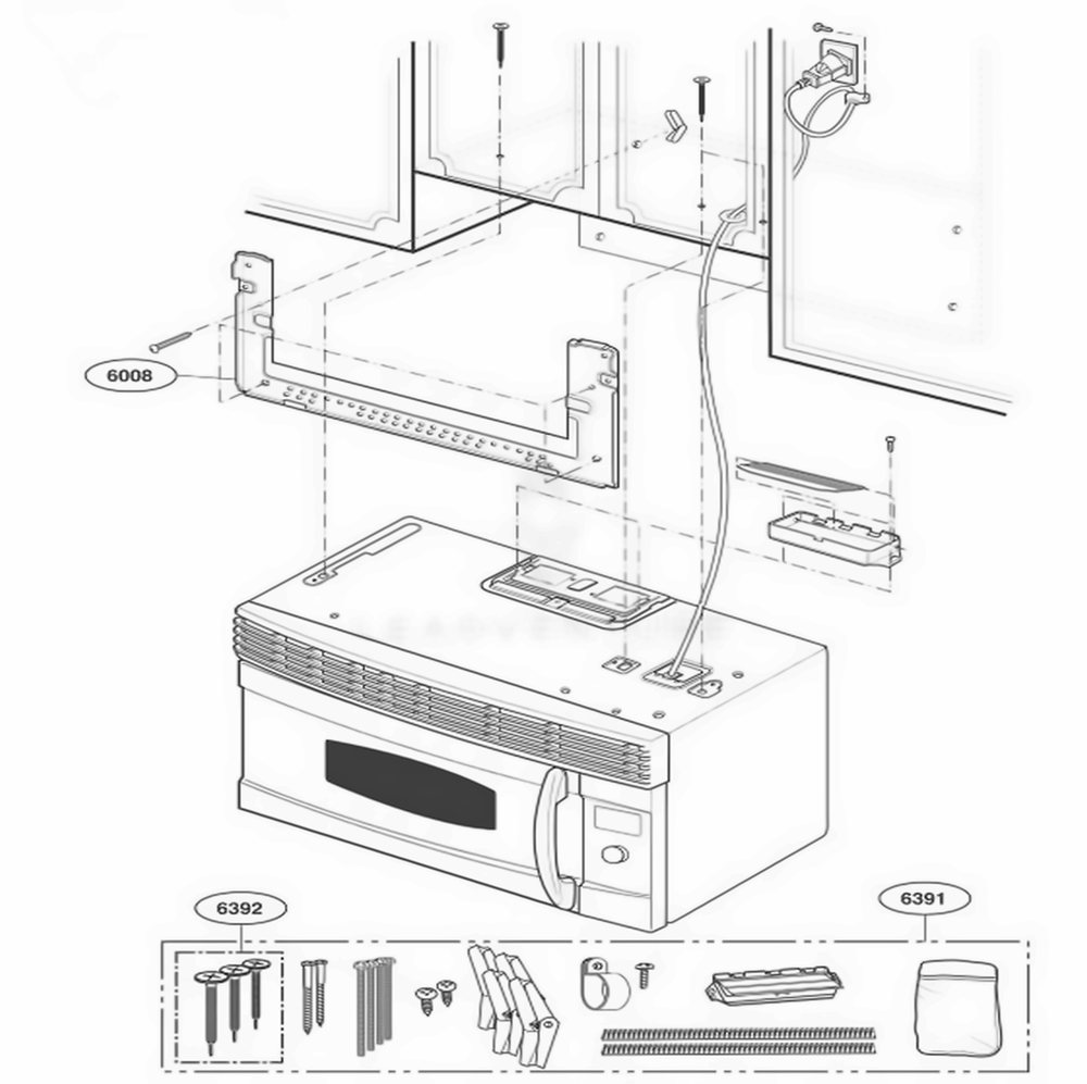 Installation Parts Diagram and Parts List for JVM1490SH ASBEGEU LG Range