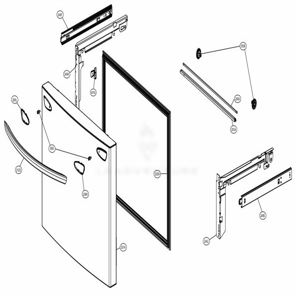 Door Parts 3 Diagram and Parts List for LRFVC2406D ASBCNA1 LG Refrigerator