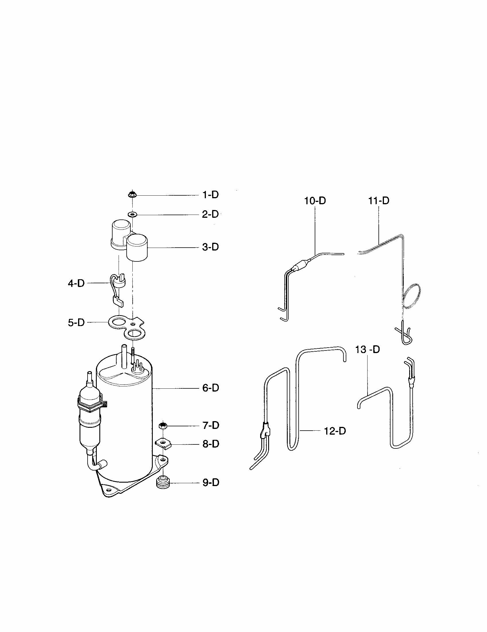 Compressor Diagram and Parts List for 58074103300  Kenmore Air Conditioner
