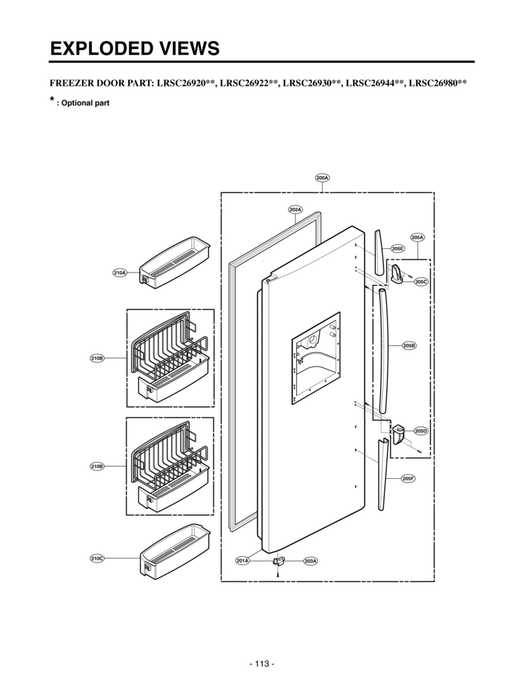 FREEZER DOOR PART       EXPLODED VIEWS Diagram and Parts List for LRSC26922SB  LG Refrigerator