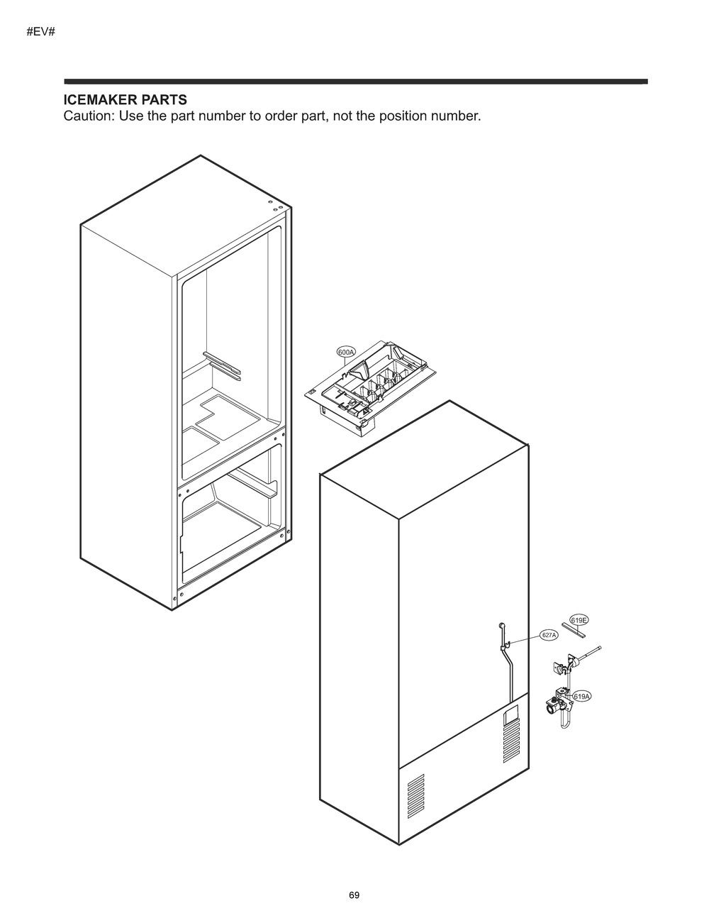 Ice Maker Parts Diagram and Parts List for GM-B228RSFM ASTCSE4 LG Refrigerator