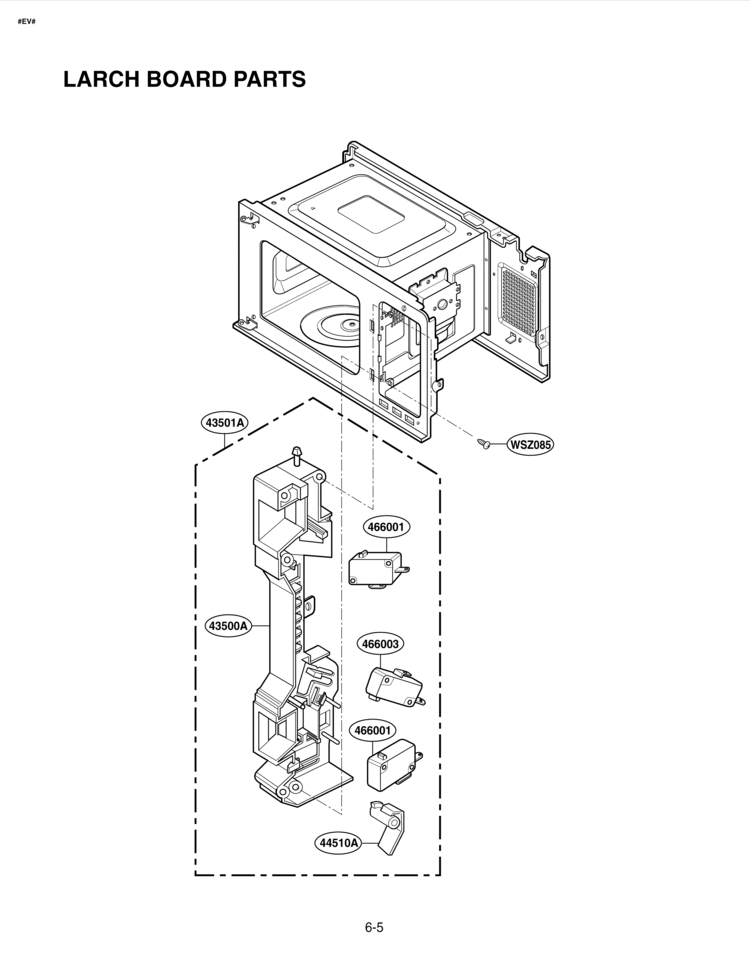 LARCH BOARD PARTS Diagram and Parts List for LMH1017CVST LMH1017CVST/01 LG Microwave