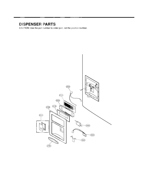DISPENSER PARTS Diagram and Parts List for LFD25860TT ATICLGA LG Refrigerator