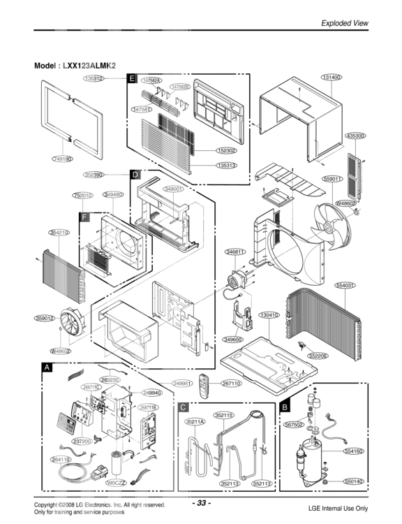 Air Conditioner Exploded View 1 Diagram and Parts List for LT1230HR LXX123ALMK2 LG Air Conditioner