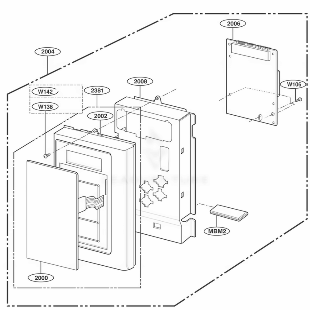 Controller Parts Diagram and Parts List for 80019 CB1ESEA LG Wall Oven