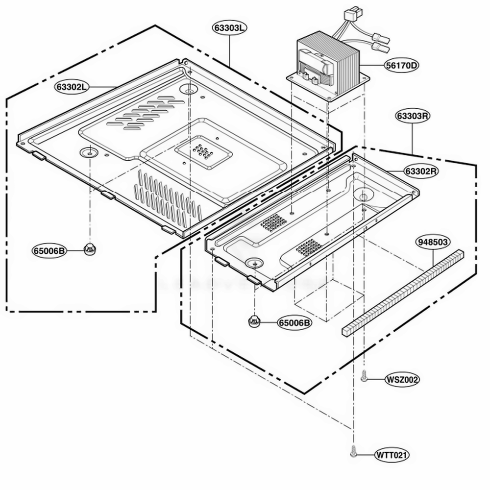 Base Plate Parts Diagram and Parts List for GLMB186CS AT2EGEF LG Wall Oven