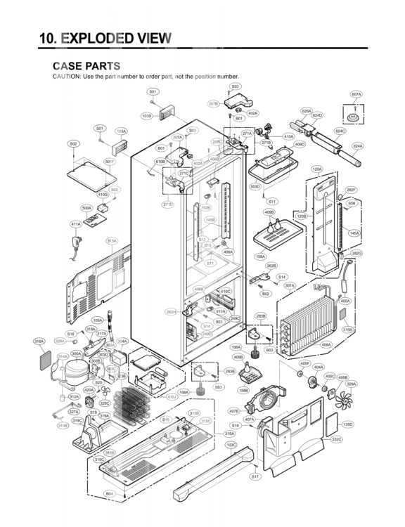 CASE PARTS   EXPLODED VIEW Diagram and Parts List for LFX25960TT ATICLGA LG Refrigerator