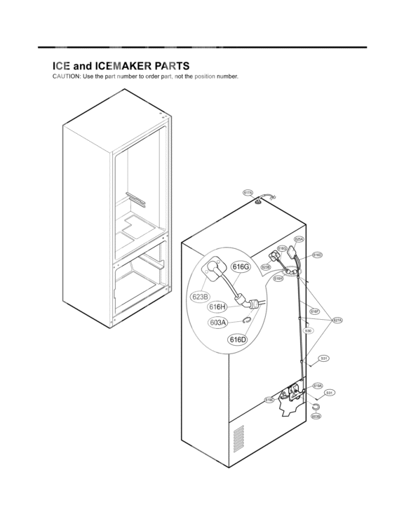 ICE and ICEMAKER PARTS Diagram and Parts List for LFX25960TT ATICLGA LG Refrigerator