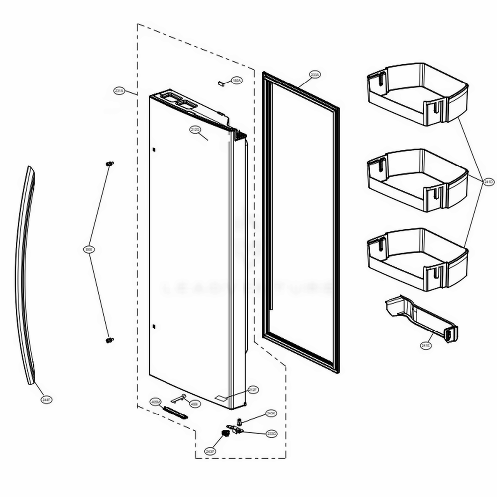 Door Parts 2 Diagram and Parts List for LRFXC2416S ASTCNA0 LG Refrigerator