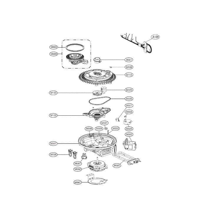 Sumb Assembly Diagram and Parts List for LDS5040ST 00 LG Dishwasher
