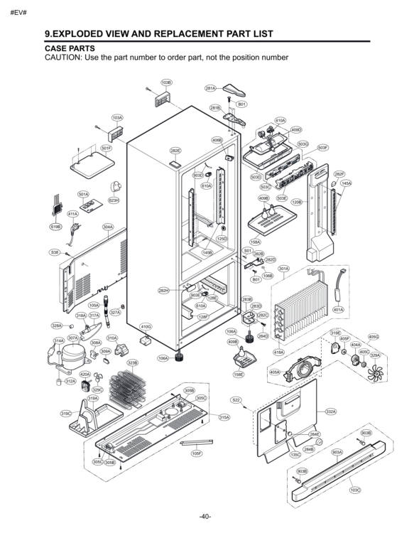 VIEW AND REPLACEMENT PART LIST CASE PARTS Diagram and Parts List for LBN22515SB  LG Refrigerator