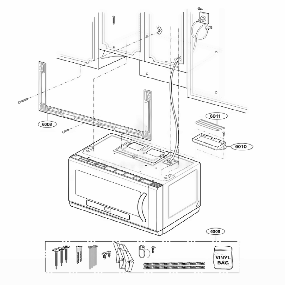 Installation Parts Diagram and Parts List for LMHM2017SB CBKELGA LG Microwave