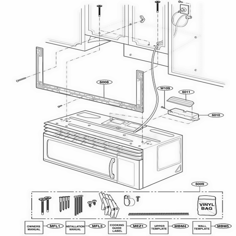 Installation Parts Diagram and Parts List for 80529 CBKESEA LG Range