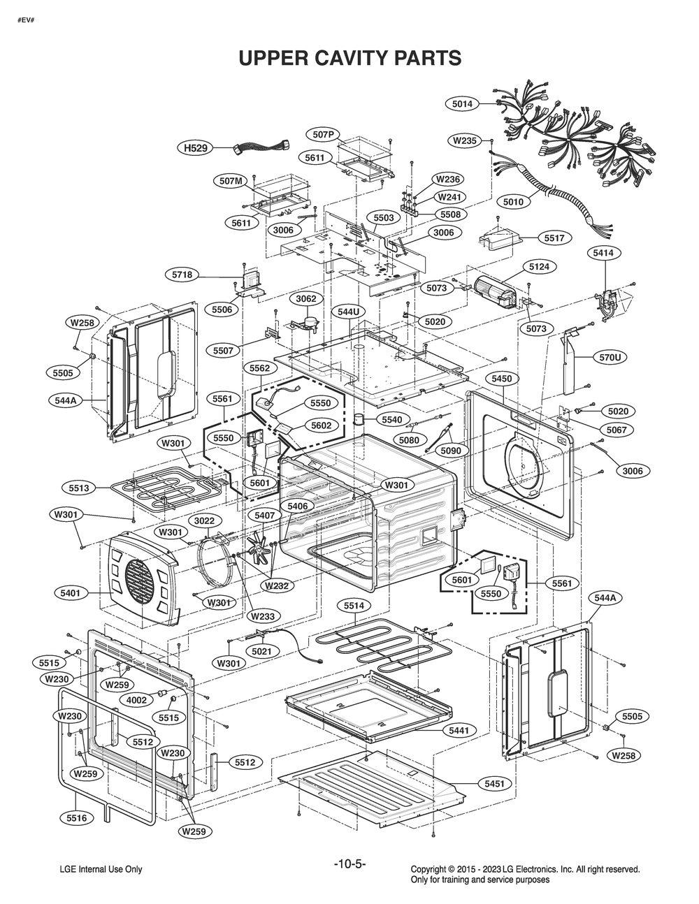 Upper Cavity Parts Diagram and Parts List for LD3642SP AB6LSTD LG Range