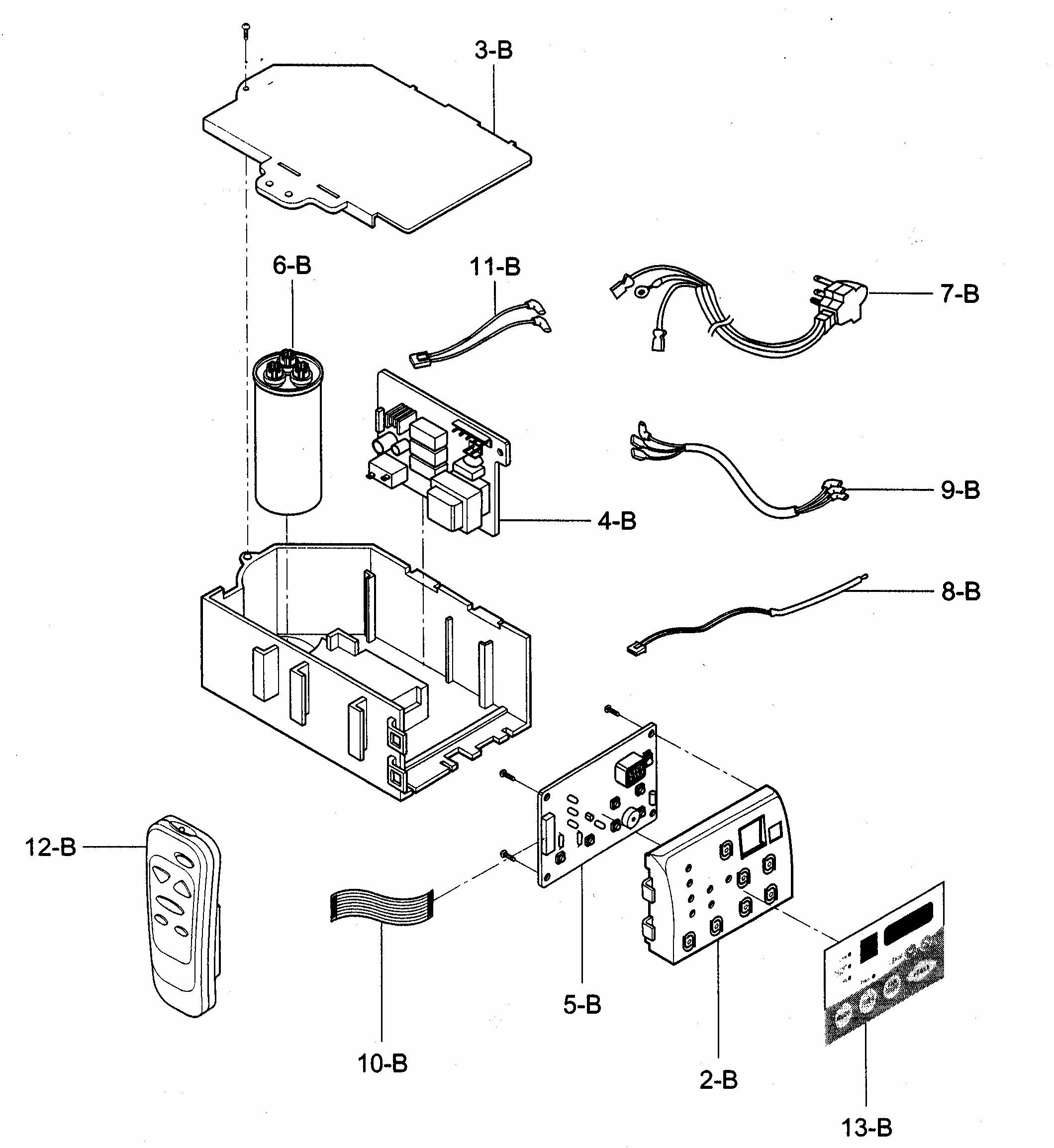 Control Box Assy Diagram and Parts List for 58074083400  Kenmore Air Conditioner