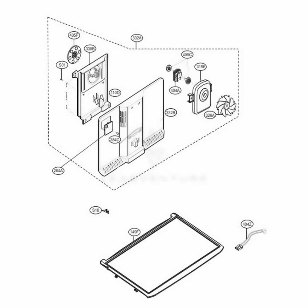 Freezer Part Diagram and Parts List for LTCS20220S ASTCNA2 LG Refrigerator
