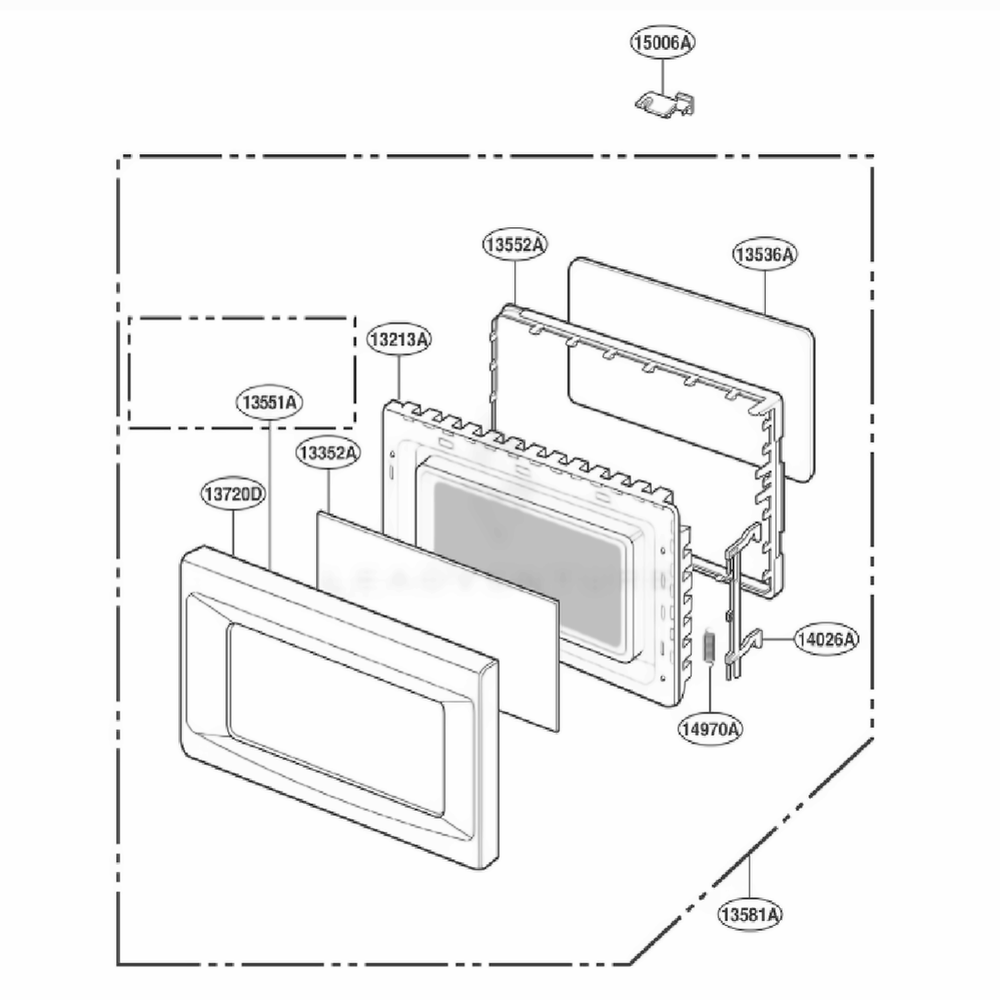 Door Parts Diagram and Parts List for KCMS145JBT0 ABSEKAD LG Range