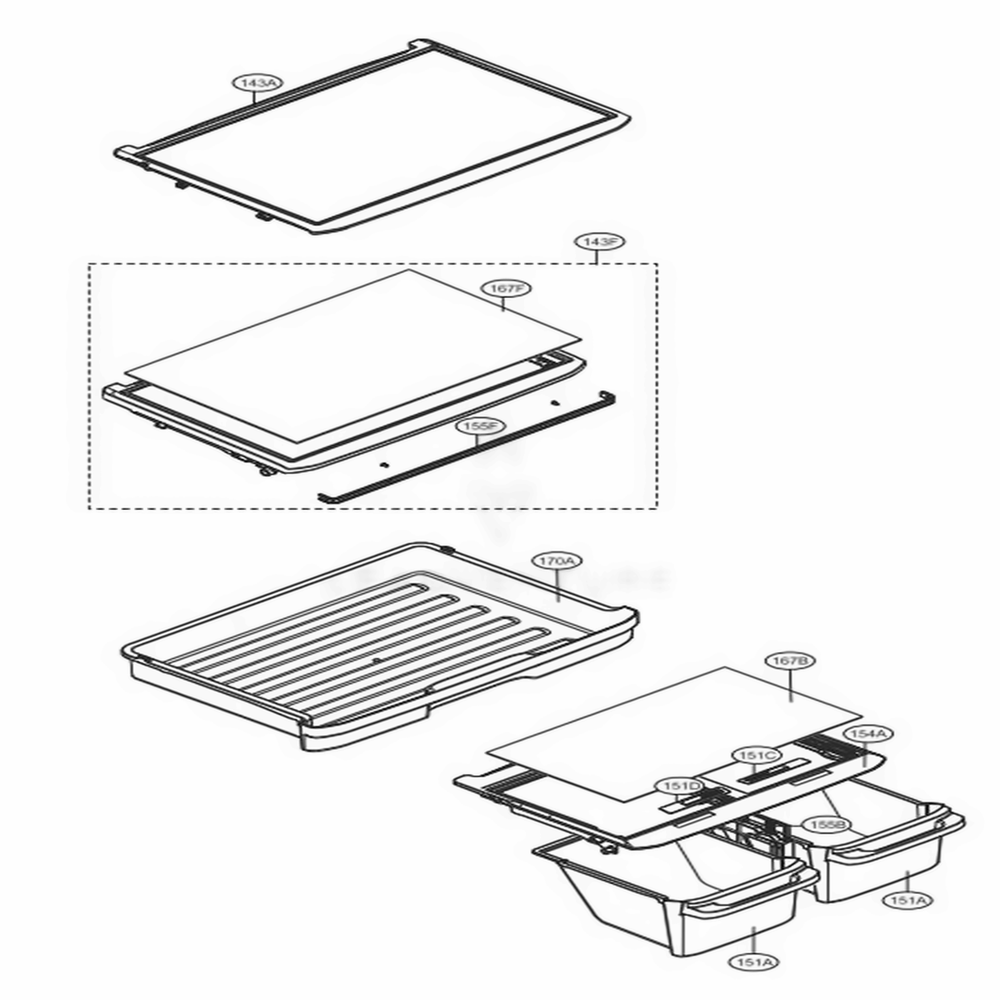 Refrigerator Parts Diagram and Parts List for LTCS24223B AWBCNA3 LG Refrigerator