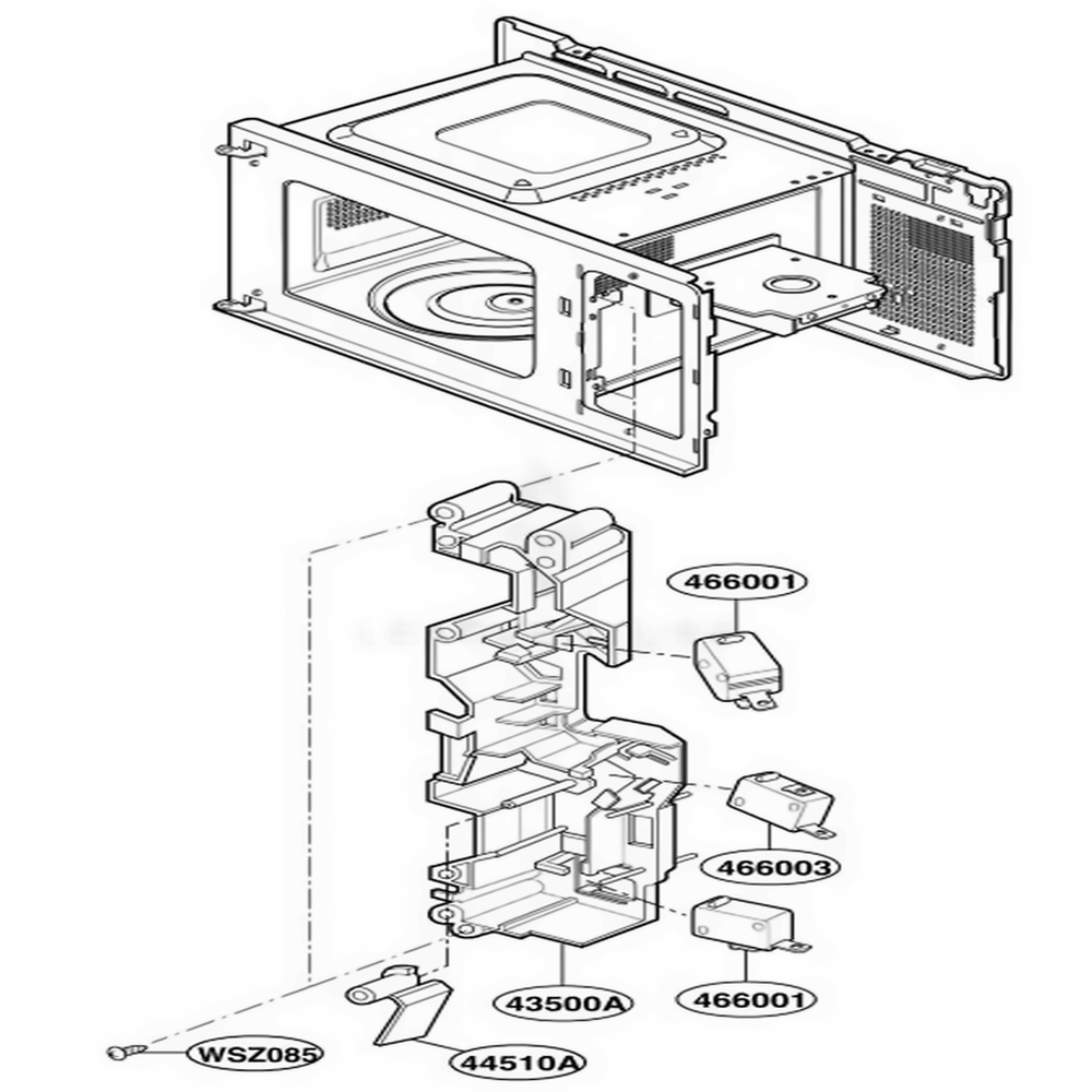 Latch Board Parts Diagram and Parts List for CDMW07S KSLEDOM LG Range