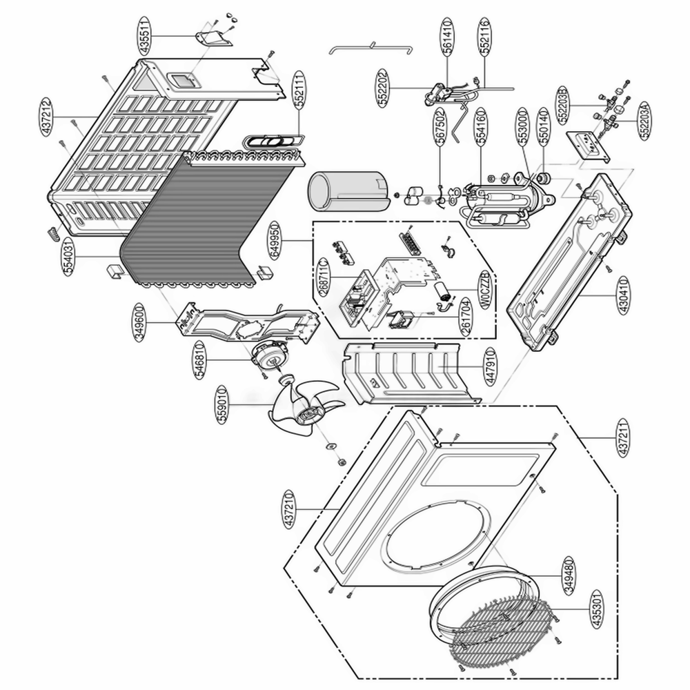 Outdoor Unit Diagram and Parts List for HMC012KD1 ASICICT LG Air Conditioner