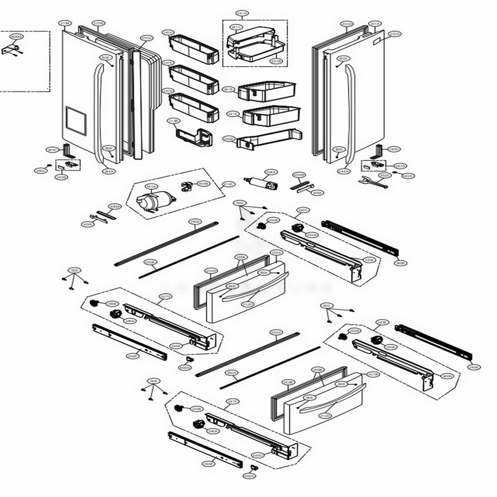 Door Parts Diagram and Parts List for 72183 ASTCSE5 LG Refrigerator
