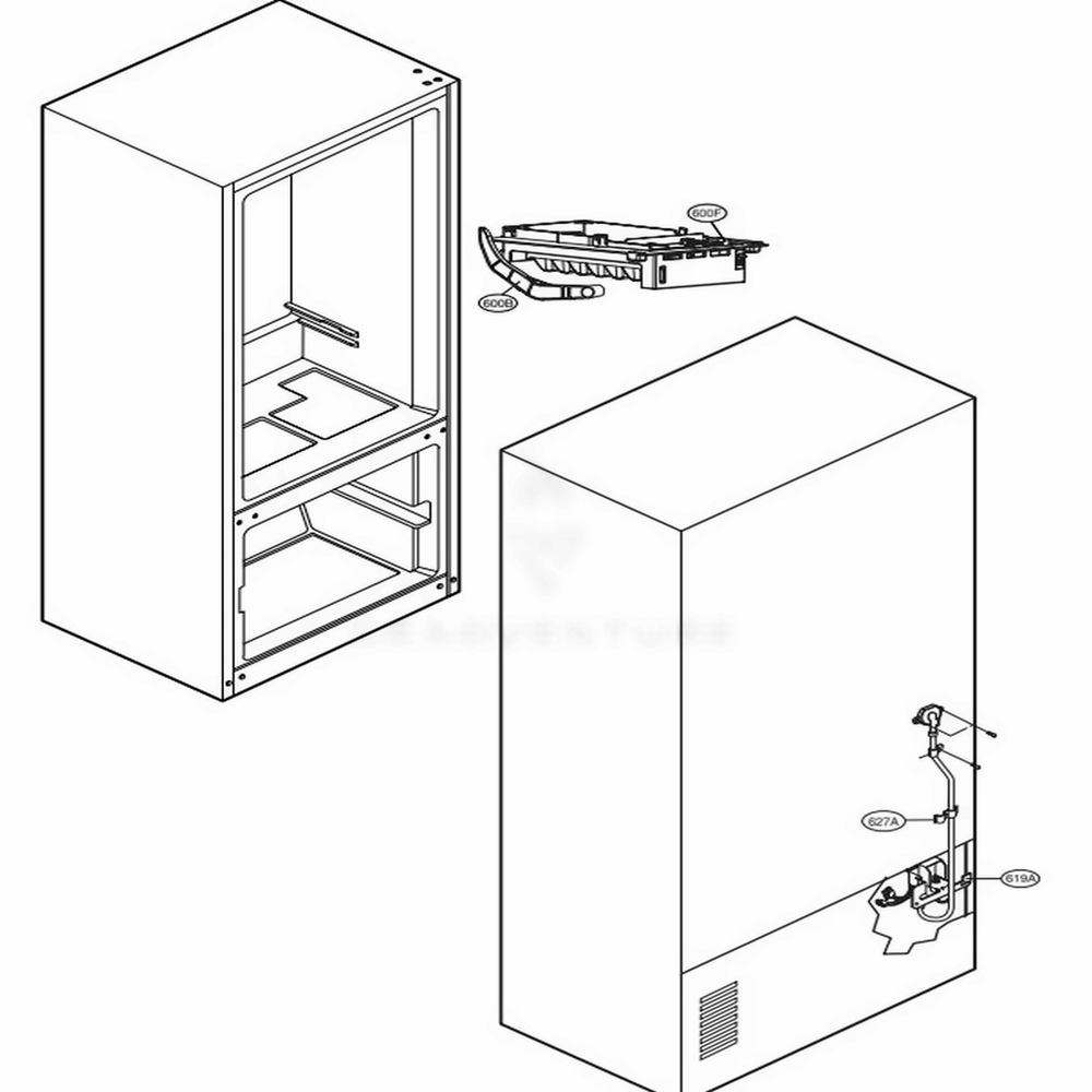 Water And Ice Maker Parts Diagram and Parts List for LFC25776ST ASTCNA6 LG Refrigerator