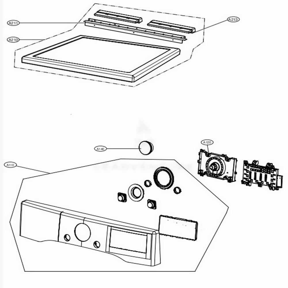 Control Panel And Plate Assembly Diagram and Parts List for DLGX4501B ABLEEUS LG Dryer
