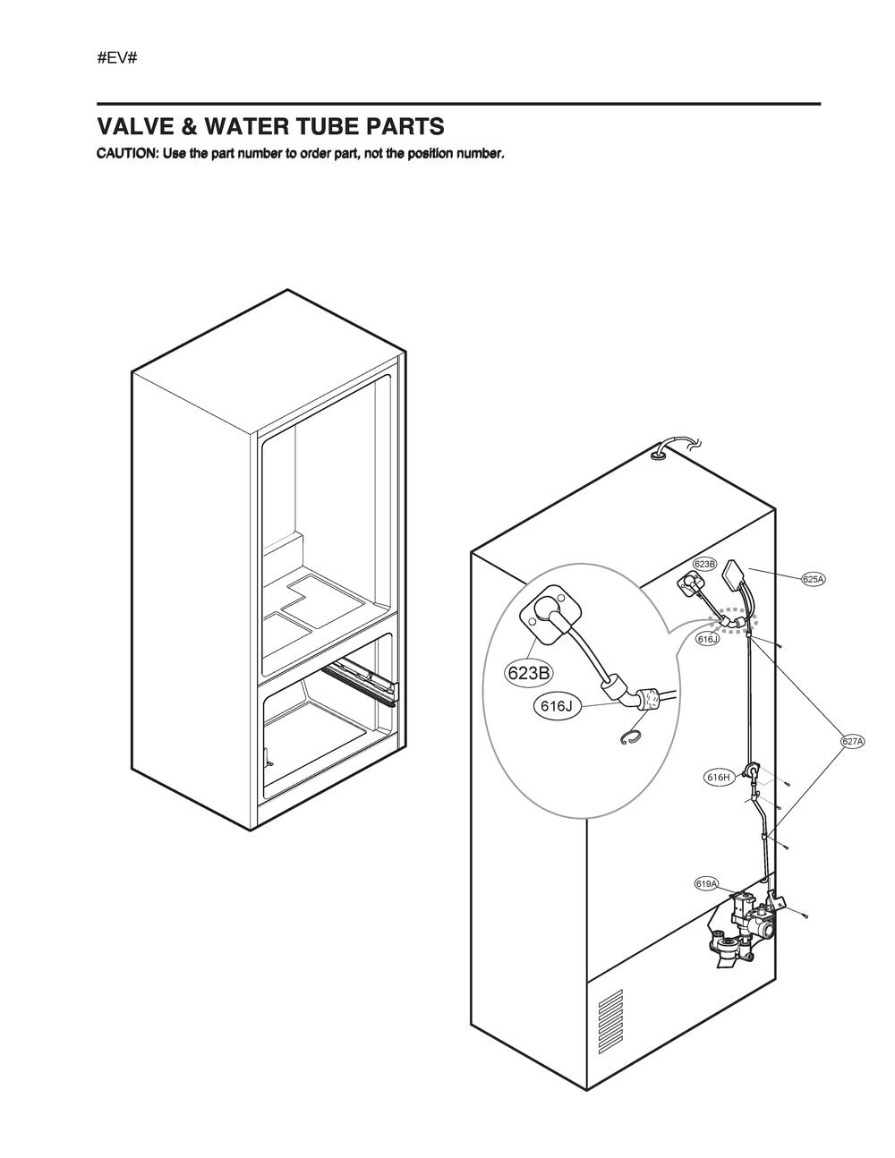 Valve And Water Tube Parts Diagram and Parts List for GM-L268NKSM ASBCNA2 LG Refrigerator