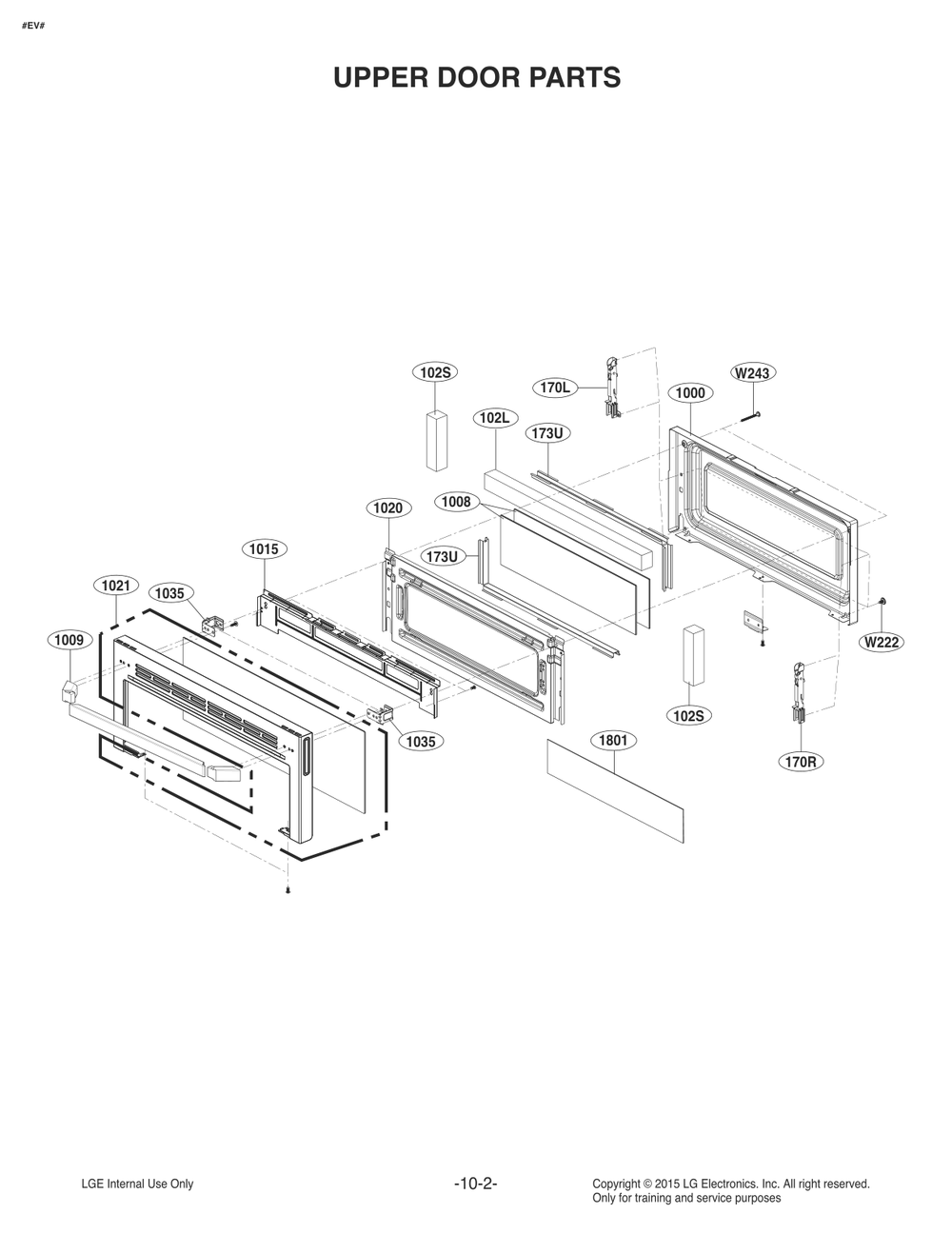 Upper Door Parts Diagram and Parts List for FZ474PGV ASTLLGA LG Range