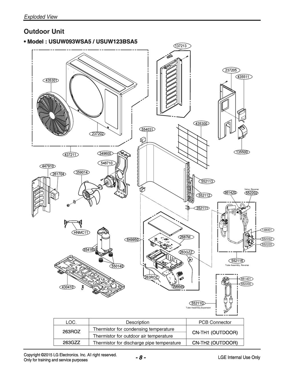 Outdoor Unit Diagram and Parts List for USUW093WSA5 ANWBEUS LG Dryer