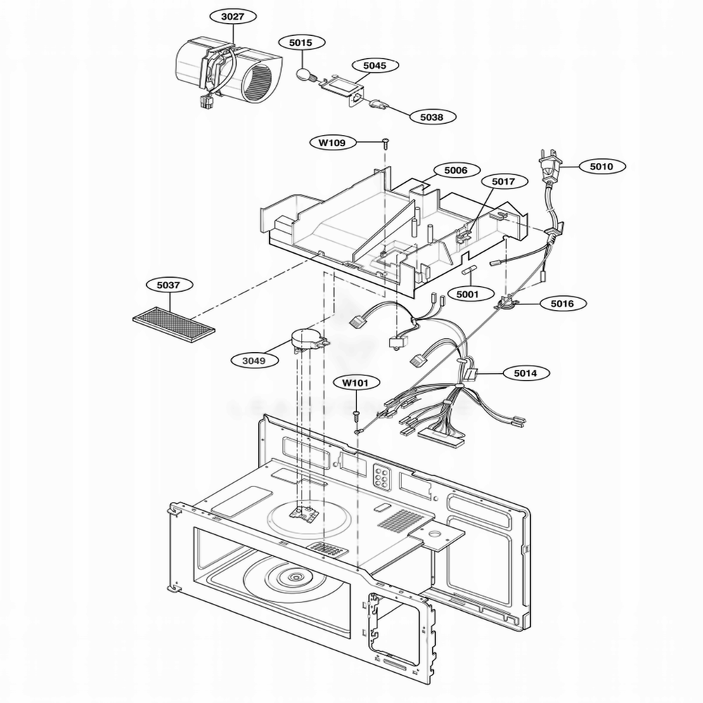 Interior Parts 2 Diagram and Parts List for JVM1542WF AWHEGEU LG Wall Oven