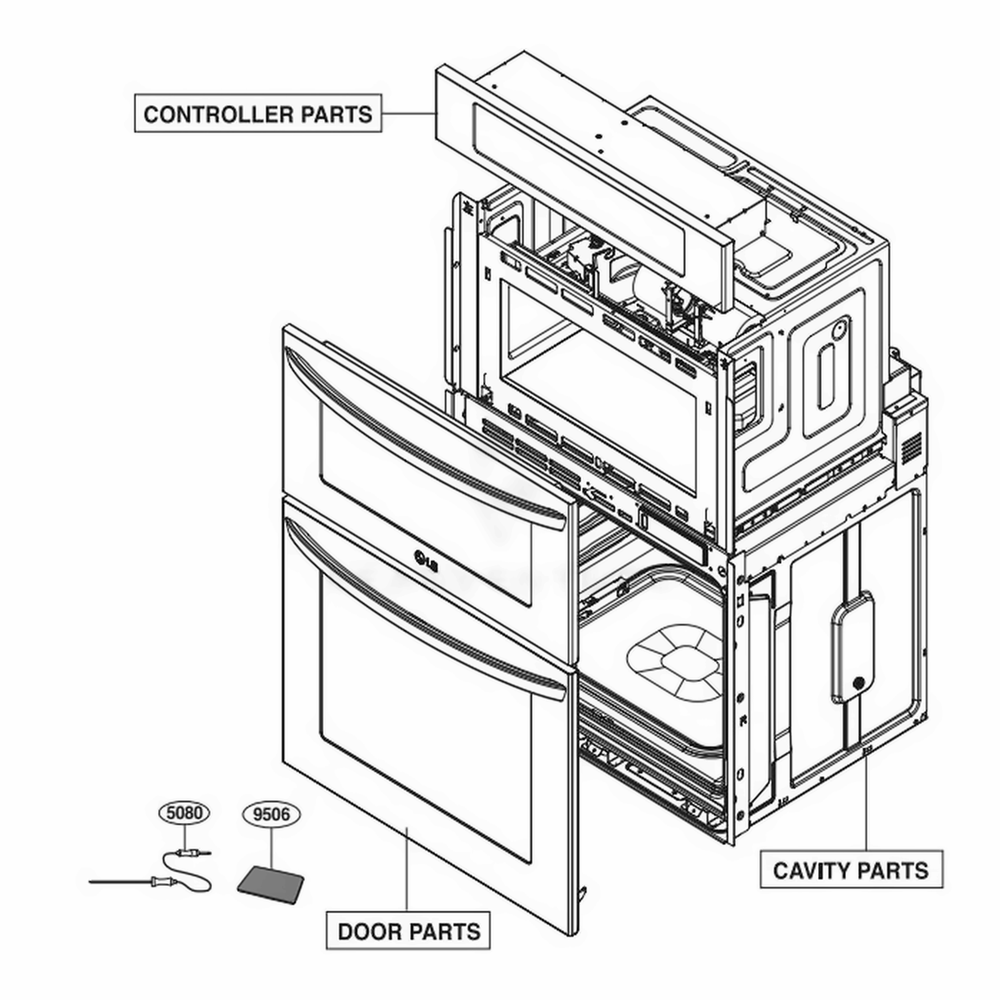 Main Diagram and Parts List for LWC3063ST ASTLLGA LG Range