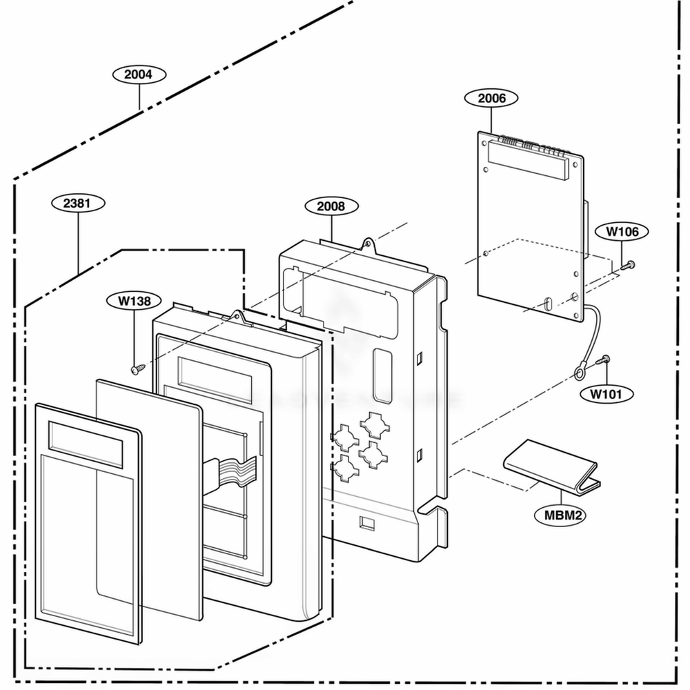 Controller Parts Diagram and Parts List for MH6150XMS AS3EWRP LG Range