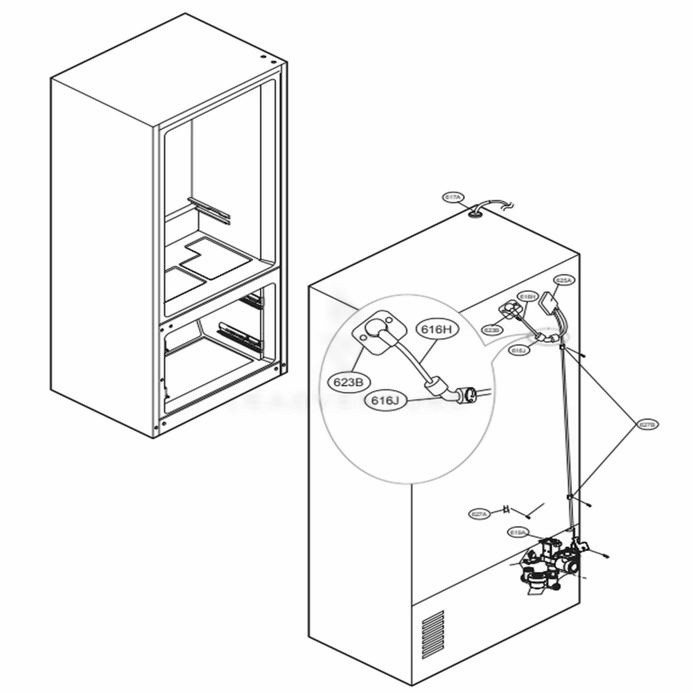 Valve And Water Tube Parts Diagram and Parts List for LFXS28968S ASTCNA3 LG Refrigerator
