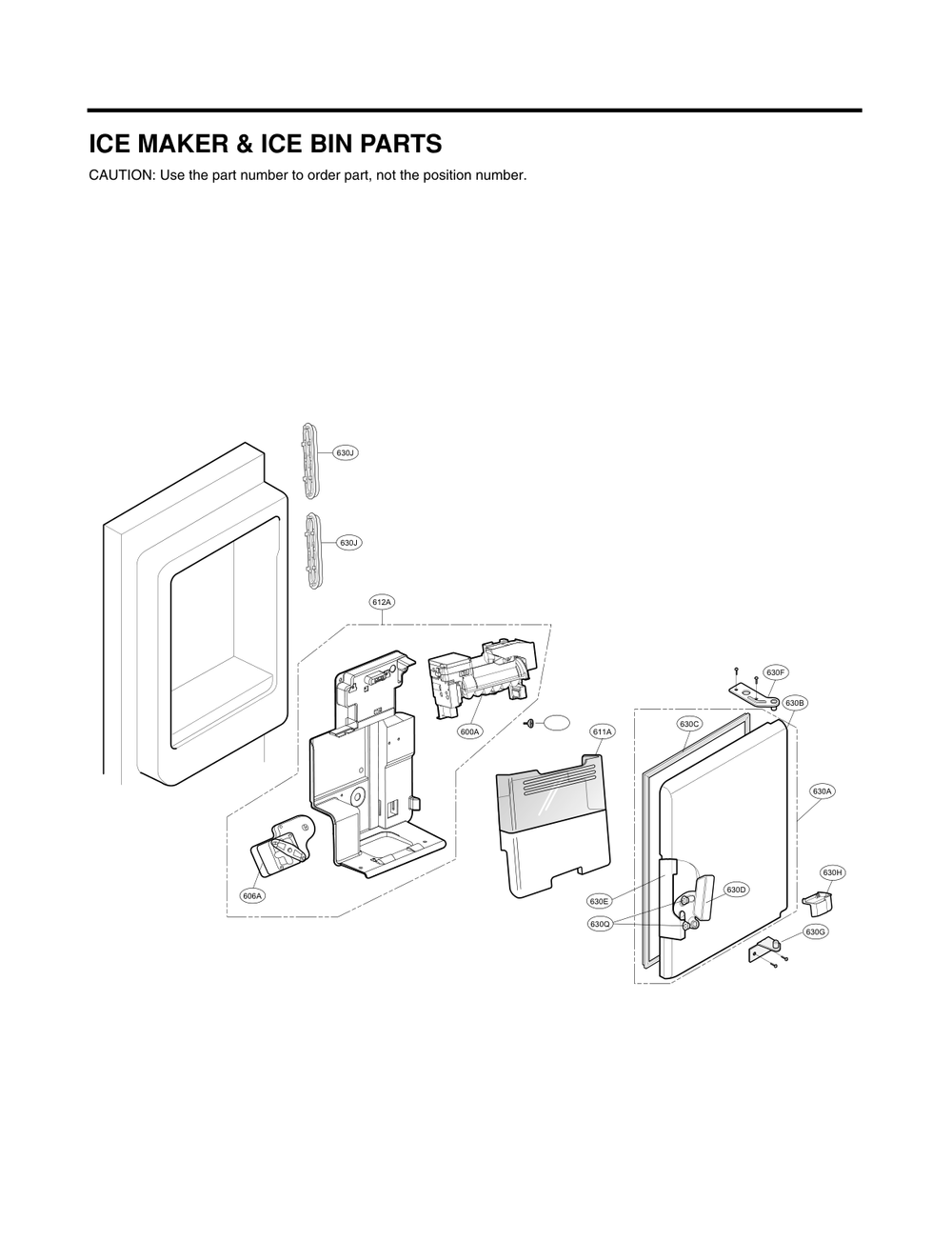 Ice Maker And Ice Bin Parts Diagram and Parts List for GC-L288NSJF ASTCNA1 LG Refrigerator