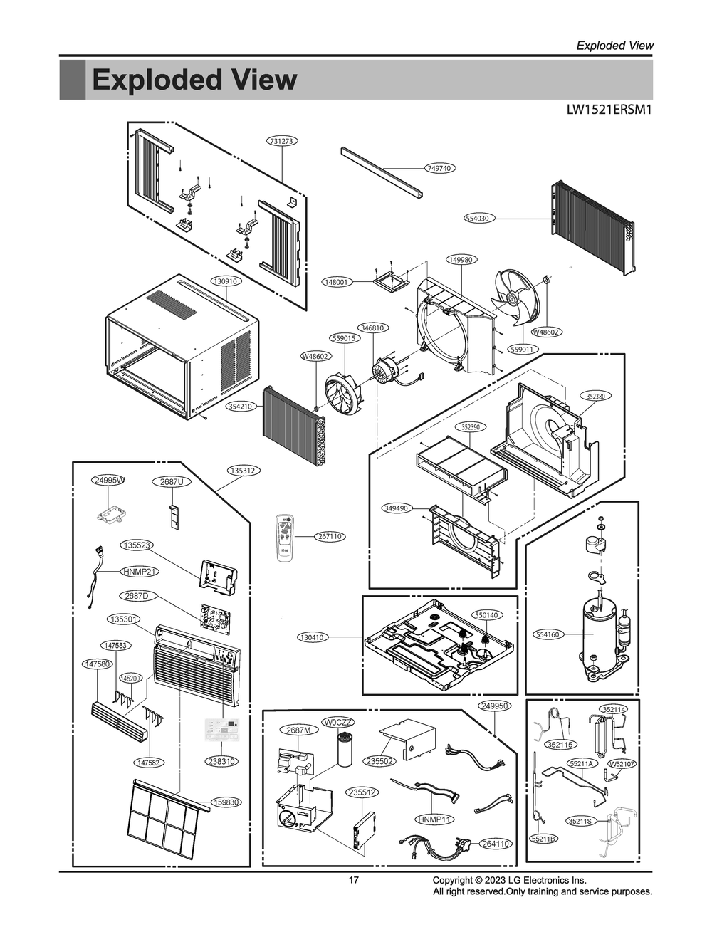 Diagram 1 Diagram and Parts List for W3NC14LNCM5 AT1AUSH LG Air Conditioner