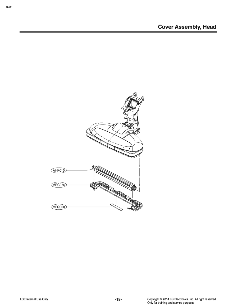 Cover Assembly; Head Diagram and Parts List for VS8400SCW AKRELGA LG Hand Vacuum