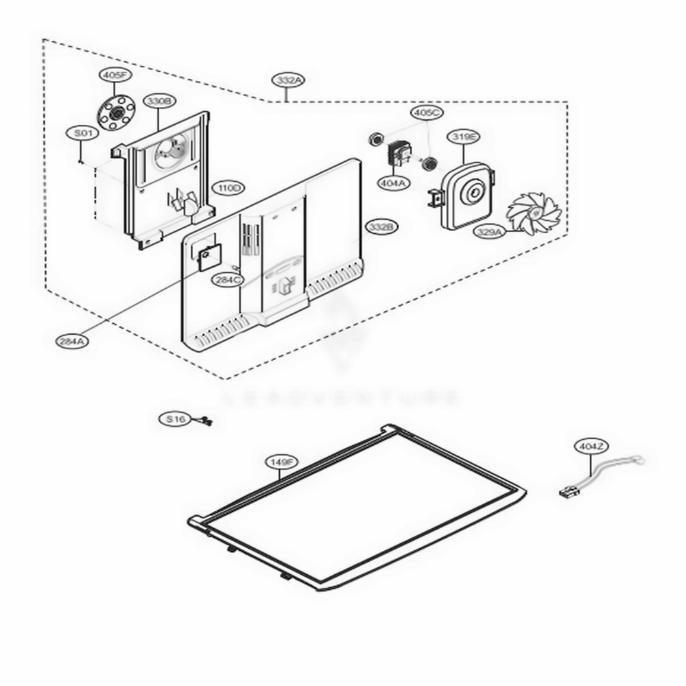 Freezer Part Diagram and Parts List for LTCS20220B AWBCNA4 LG Refrigerator