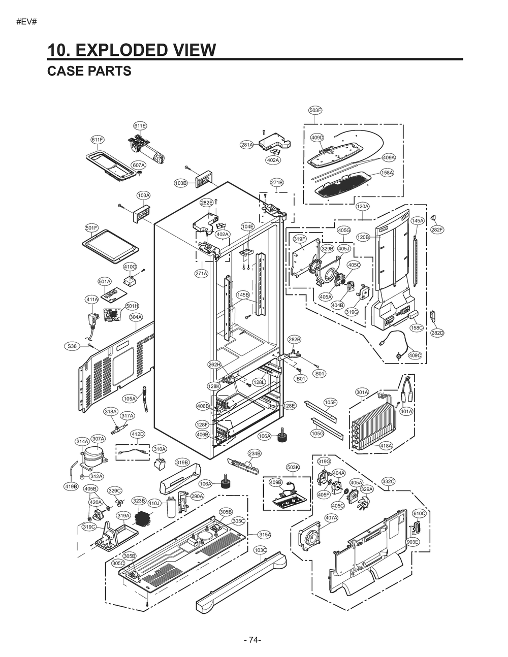 Case Parts Diagram and Parts List for GM-L26ANSJP ASTCNA0 LG Refrigerator