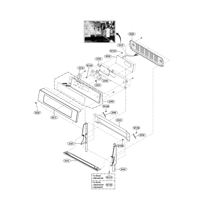 Controller Diagram and Parts List for LRE30453ST 00 LG Range