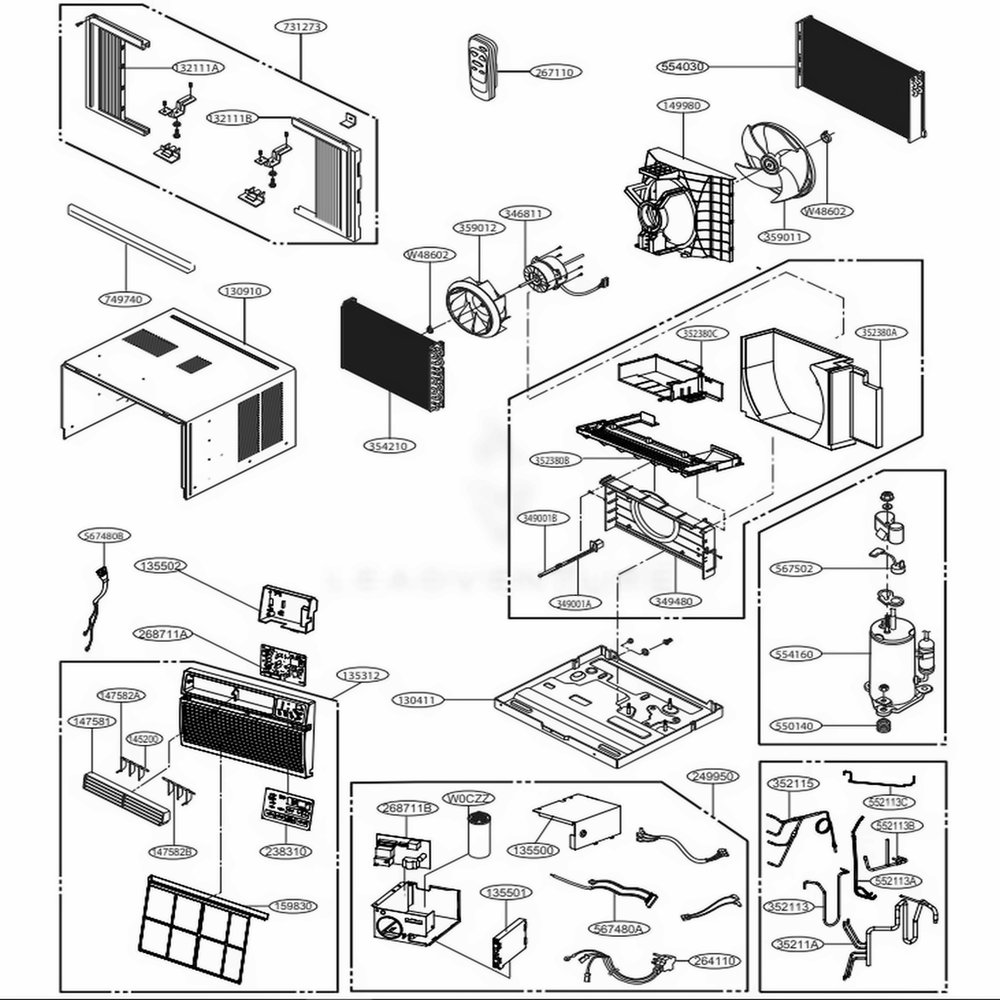 Main Diagram and Parts List for LW8016ER AT1AUSH LG Air Conditioner