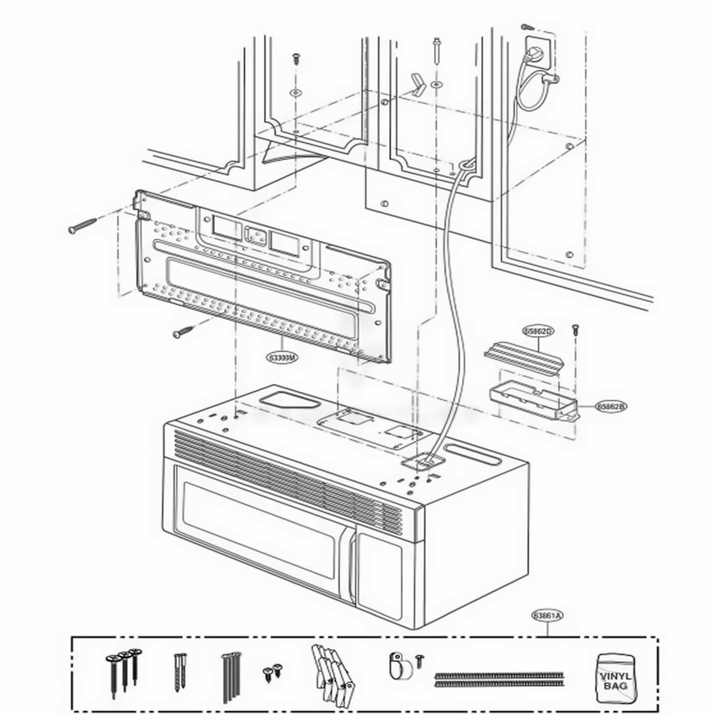 Installation Parts Diagram and Parts List for 85770 WHESEC LG Range
